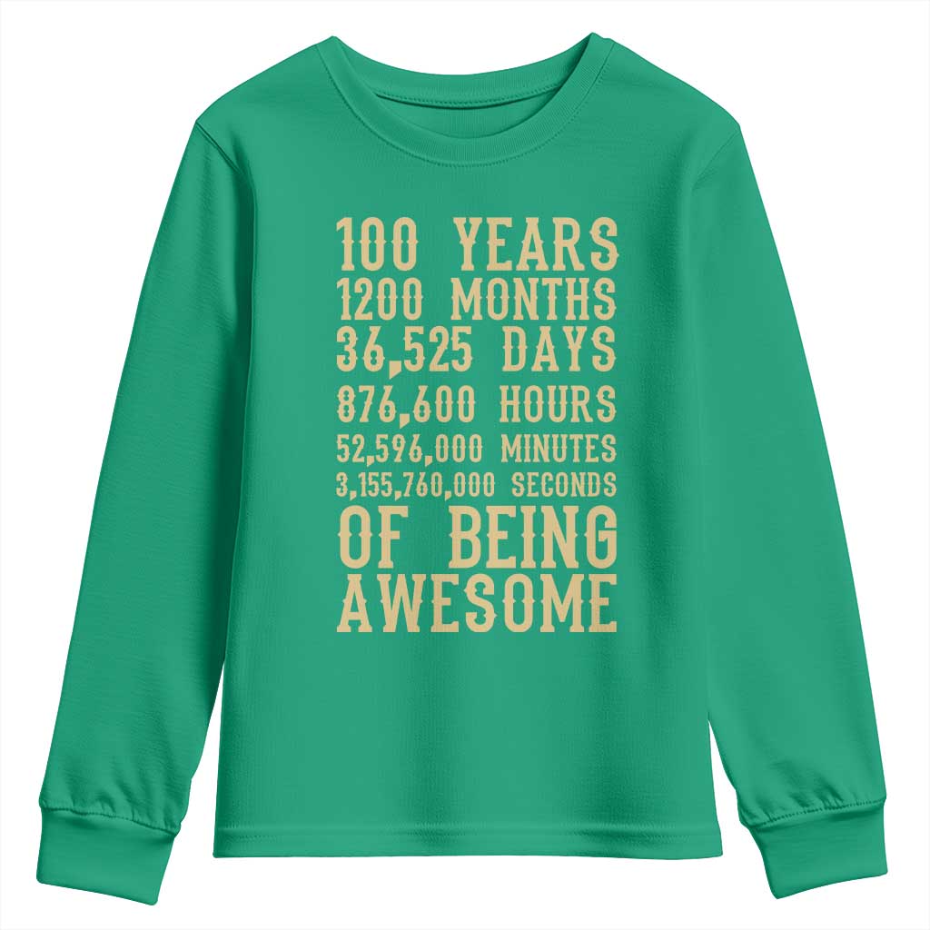 Vintage 100th Birthday Gift Youth Sweatshirt 100 Years Of Being Awesome