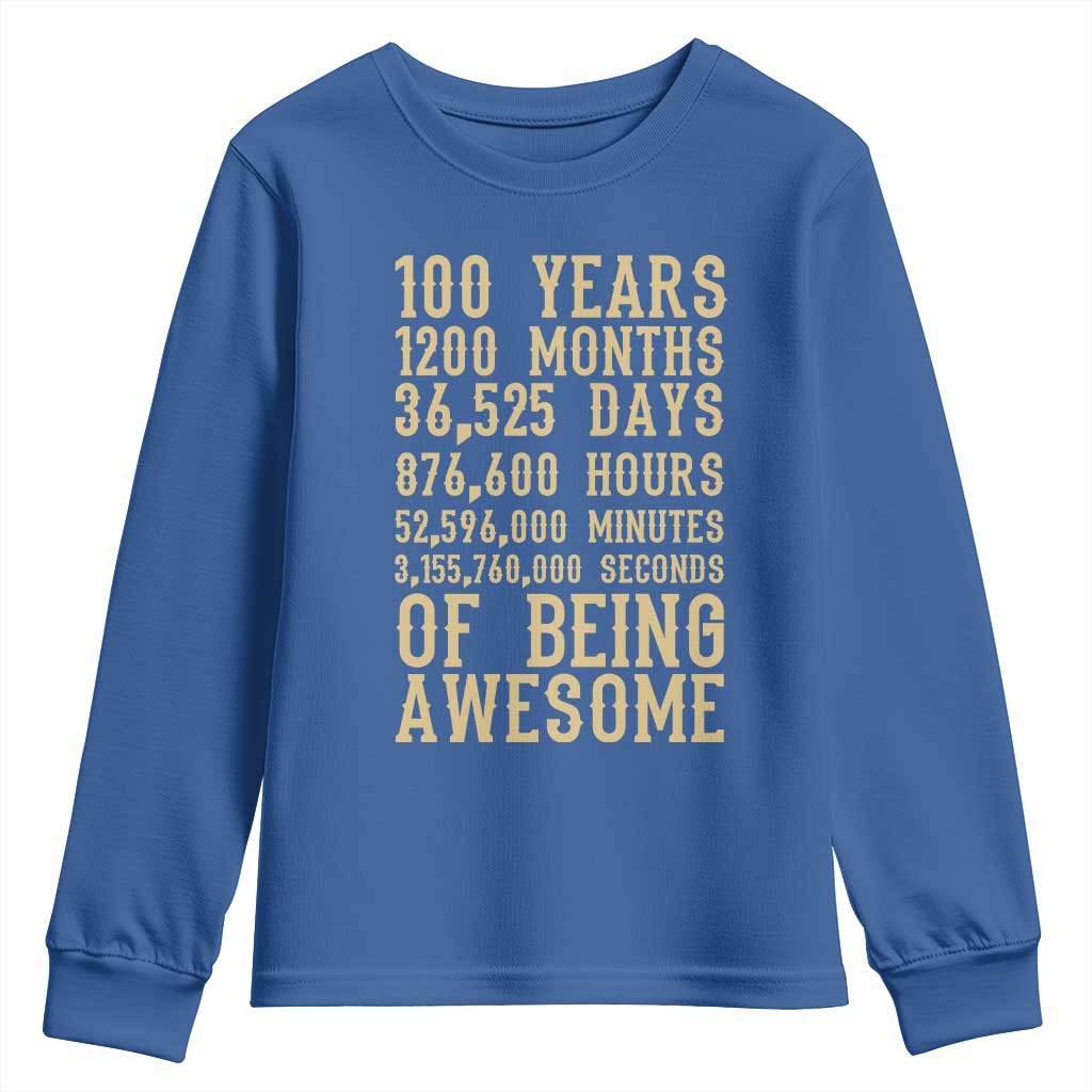 Vintage 100th Birthday Gift Youth Sweatshirt 100 Years Of Being Awesome