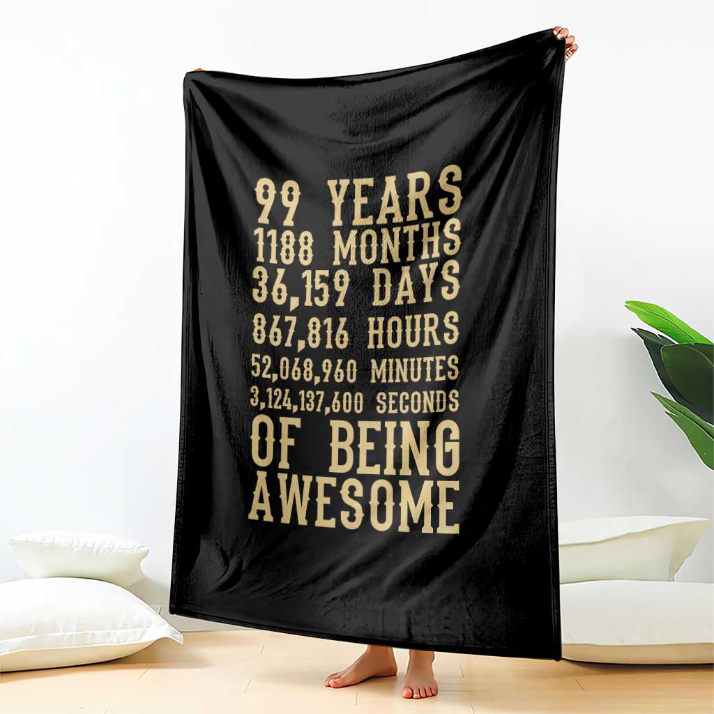 Vintage 99th Birthday Gift Throw Blanket 99 Years Of Being Awesome