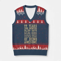 Vintage 99th Birthday Gift V-Neck Knit Sweater Vest 99 Years Of Being Awesome