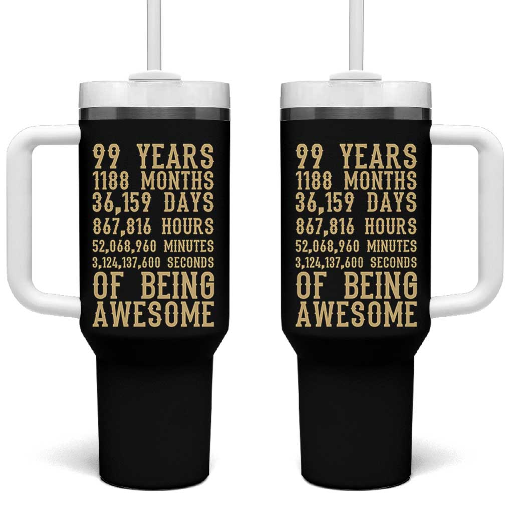 Vintage 99th Birthday Gift Tumbler With Handle 99 Years Of Being Awesome