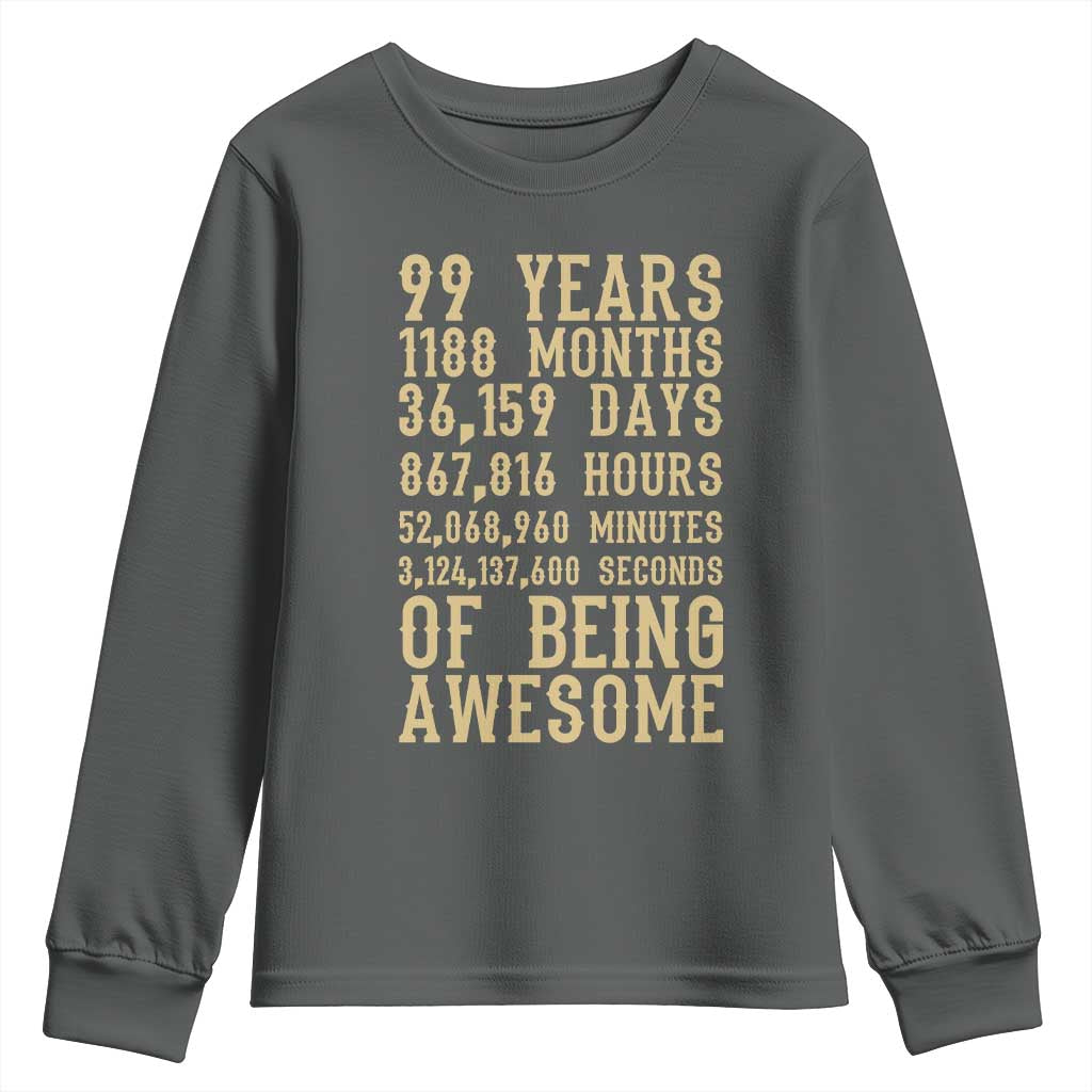 Vintage 99th Birthday Gift Youth Sweatshirt 99 Years Of Being Awesome