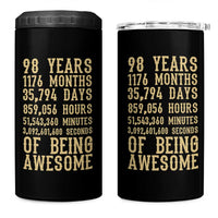 Vintage 98th Birthday Gift 4 in 1 Can Cooler Tumbler 98 Years Of Being Awesome