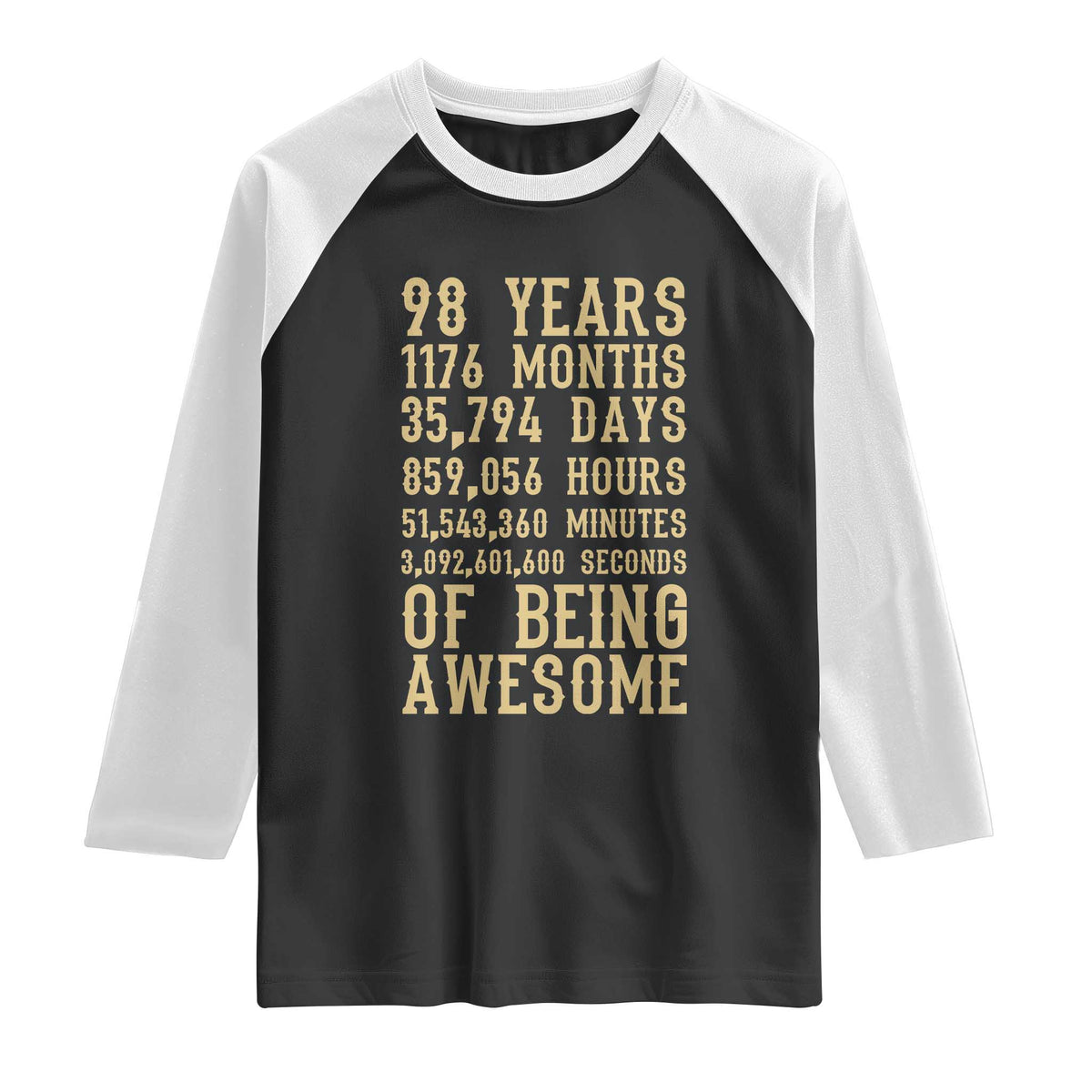 Vintage 98th Birthday Gift Raglan Shirt 98 Years Of Being Awesome