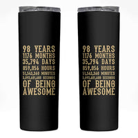 Vintage 98th Birthday Gift Skinny Tumbler 98 Years Of Being Awesome