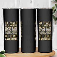 Vintage 98th Birthday Gift Skinny Tumbler 98 Years Of Being Awesome