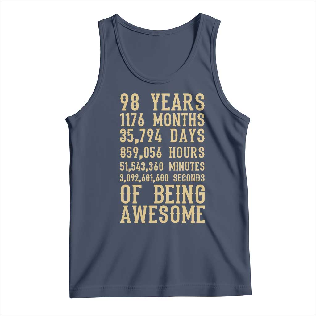Vintage 98th Birthday Gift Tank Top 98 Years Of Being Awesome