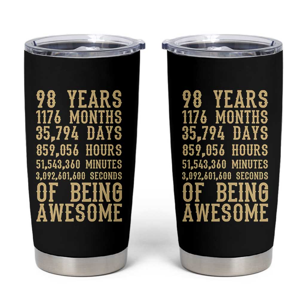 Vintage 98th Birthday Gift Tumbler Cup 98 Years Of Being Awesome