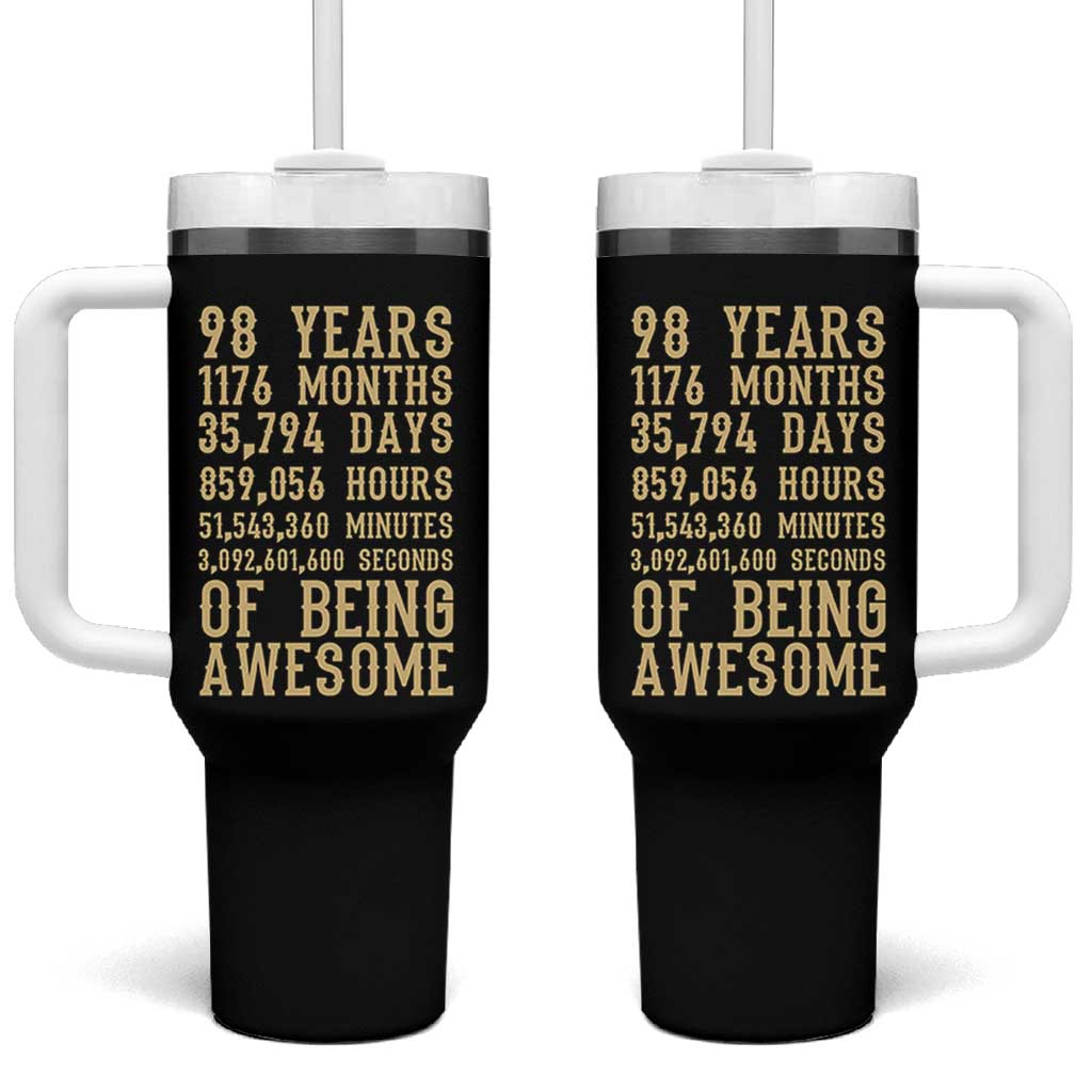 Vintage 98th Birthday Gift Tumbler With Handle 98 Years Of Being Awesome