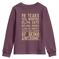 Vintage 98th Birthday Gift Youth Sweatshirt 98 Years Of Being Awesome