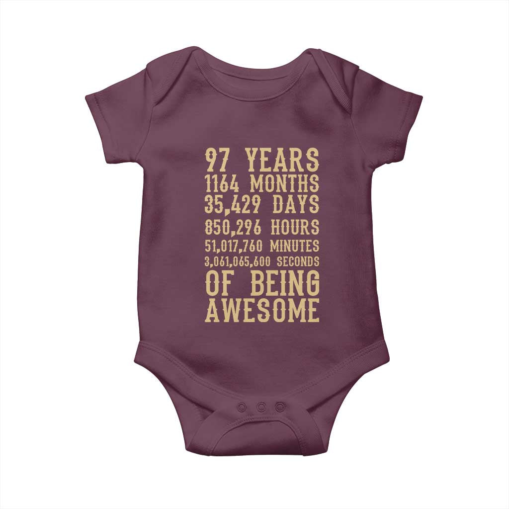 Vintage 97th Birthday Gift Baby Onesie 97 Years Of Being Awesome