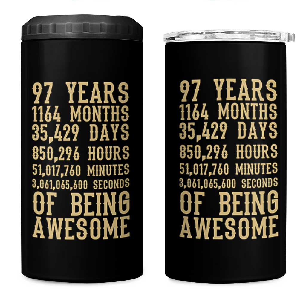 Vintage 97th Birthday Gift 4 in 1 Can Cooler Tumbler 97 Years Of Being Awesome