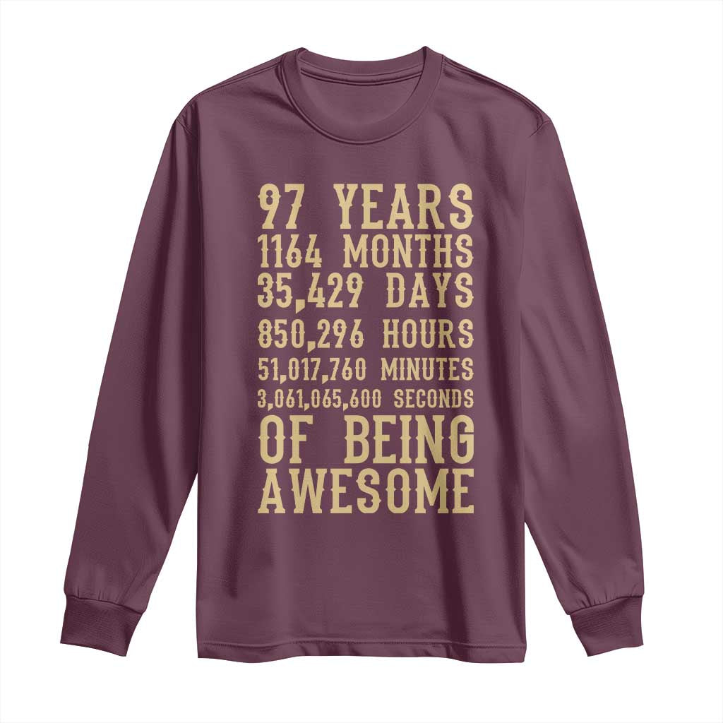 Vintage 97th Birthday Gift Long Sleeve Shirt 97 Years Of Being Awesome