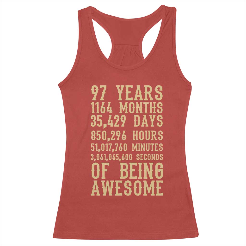 Vintage 97th Birthday Gift Racerback Tank Top 97 Years Of Being Awesome