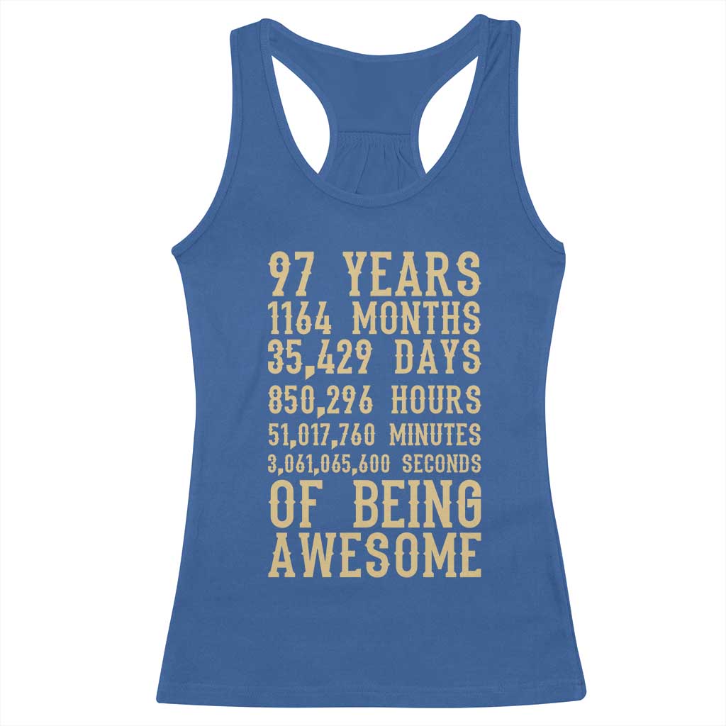 Vintage 97th Birthday Gift Racerback Tank Top 97 Years Of Being Awesome