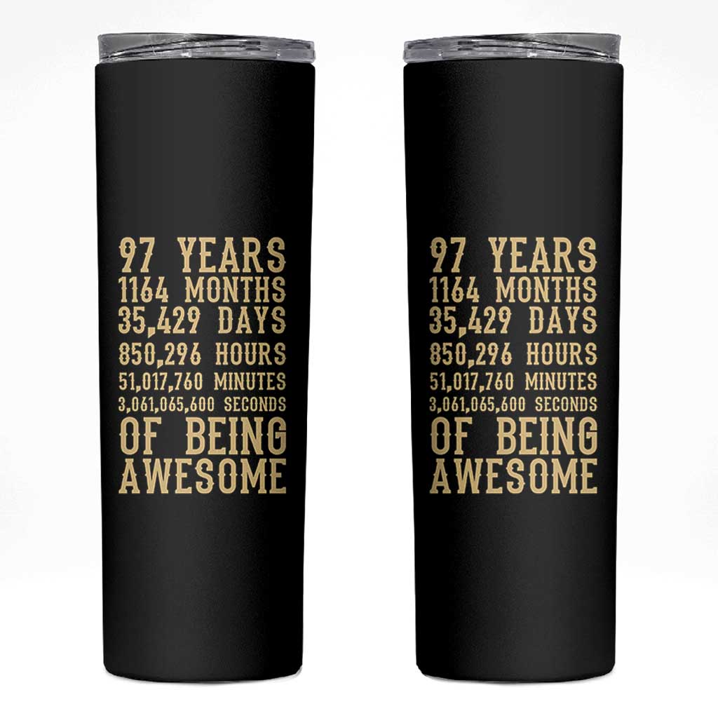 Vintage 97th Birthday Gift Skinny Tumbler 97 Years Of Being Awesome