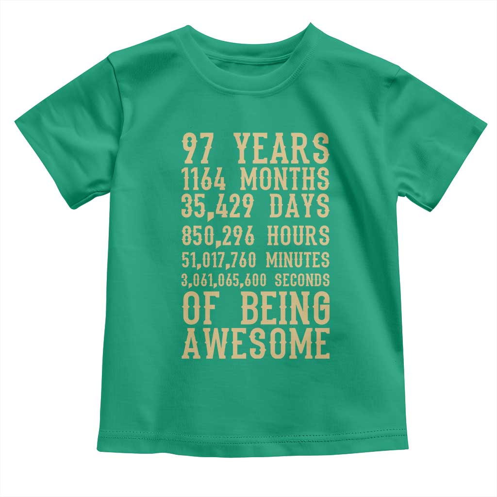 Vintage 97th Birthday Gift Toddler T Shirt 97 Years Of Being Awesome