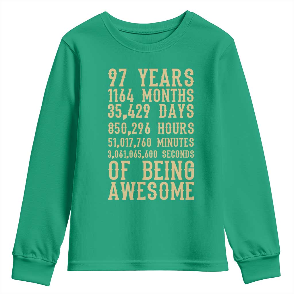 Vintage 97th Birthday Gift Youth Sweatshirt 97 Years Of Being Awesome