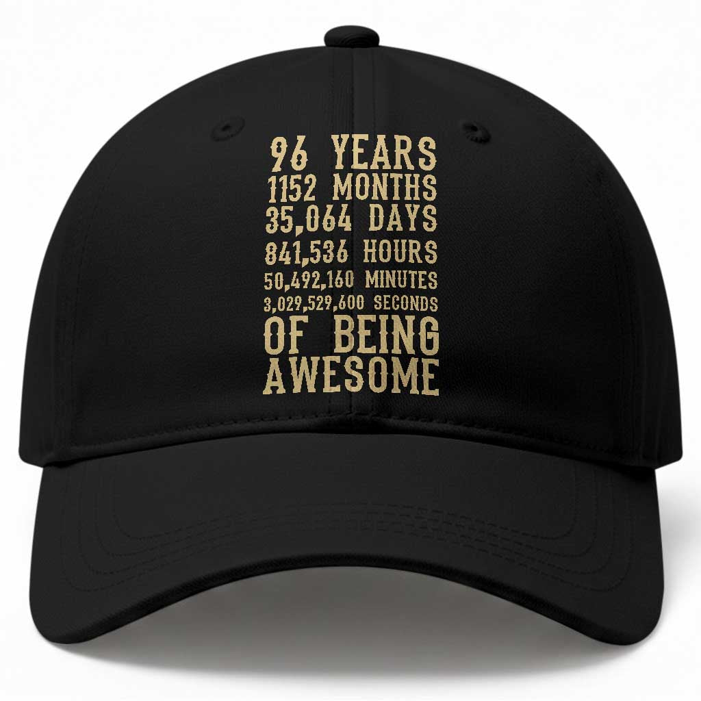 Vintage 96th Birthday Gift Baseball Cap 96 Years Of Being Awesome