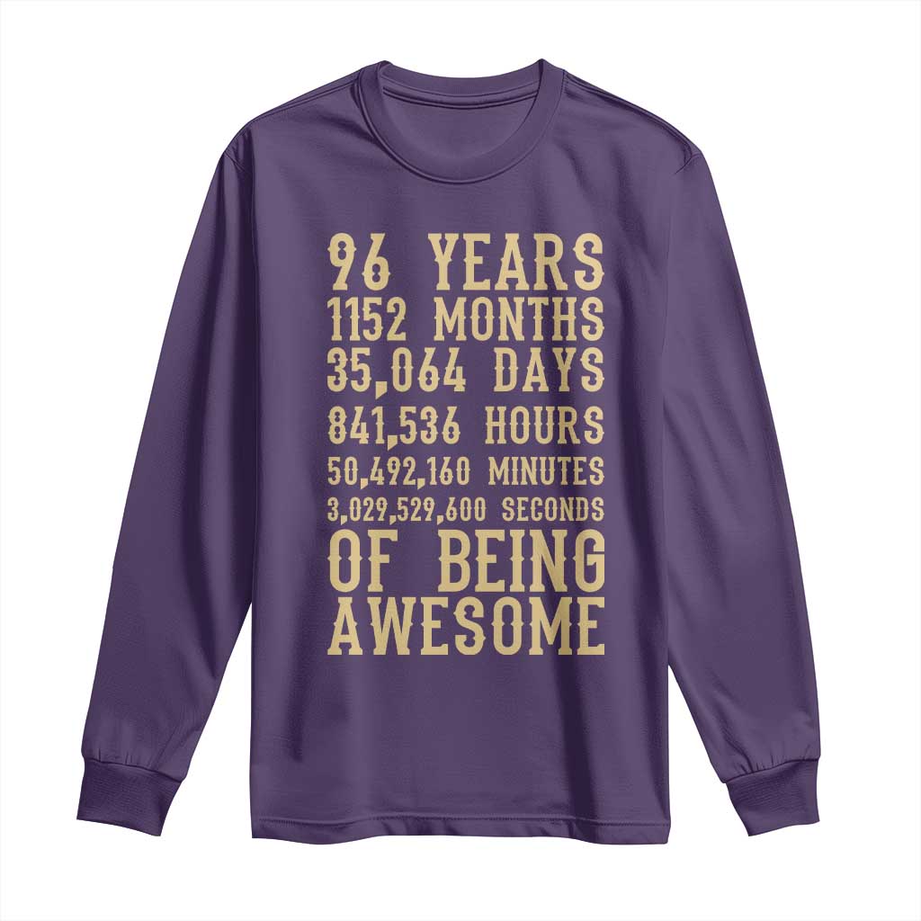 Vintage 96th Birthday Gift Long Sleeve Shirt 96 Years Of Being Awesome
