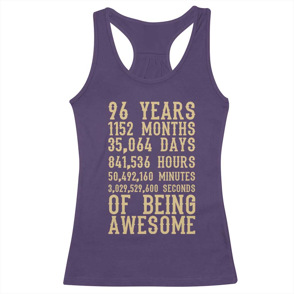Vintage 96th Birthday Gift Racerback Tank Top 96 Years Of Being Awesome