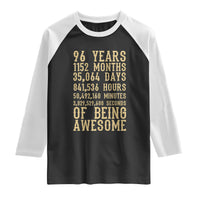 Vintage 96th Birthday Gift Raglan Shirt 96 Years Of Being Awesome
