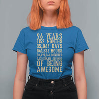Vintage 96th Birthday Gift T Shirt For Women 96 Years Of Being Awesome