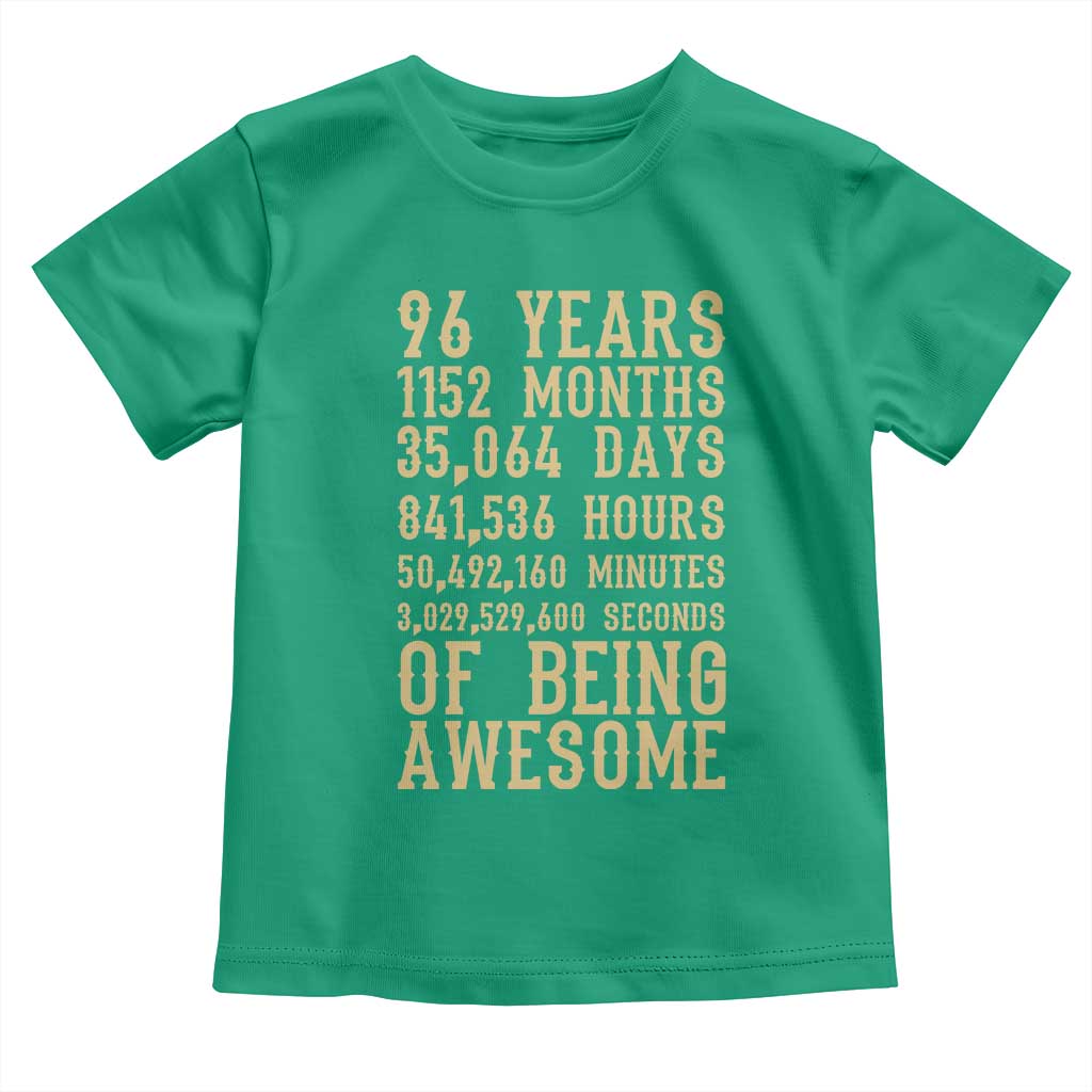 Vintage 96th Birthday Gift Toddler T Shirt 96 Years Of Being Awesome