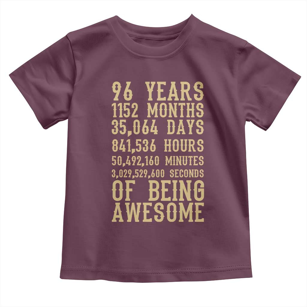 Vintage 96th Birthday Gift Toddler T Shirt 96 Years Of Being Awesome