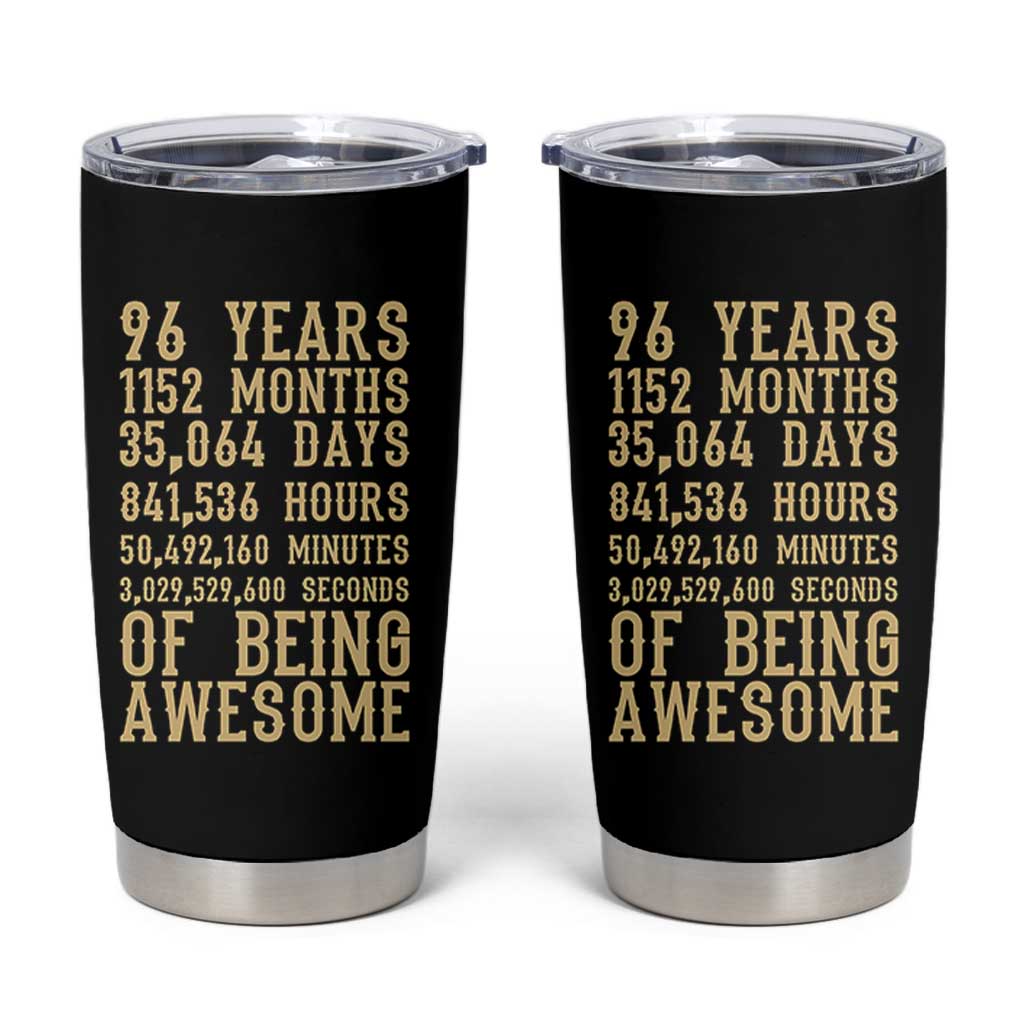Vintage 96th Birthday Gift Tumbler Cup 96 Years Of Being Awesome