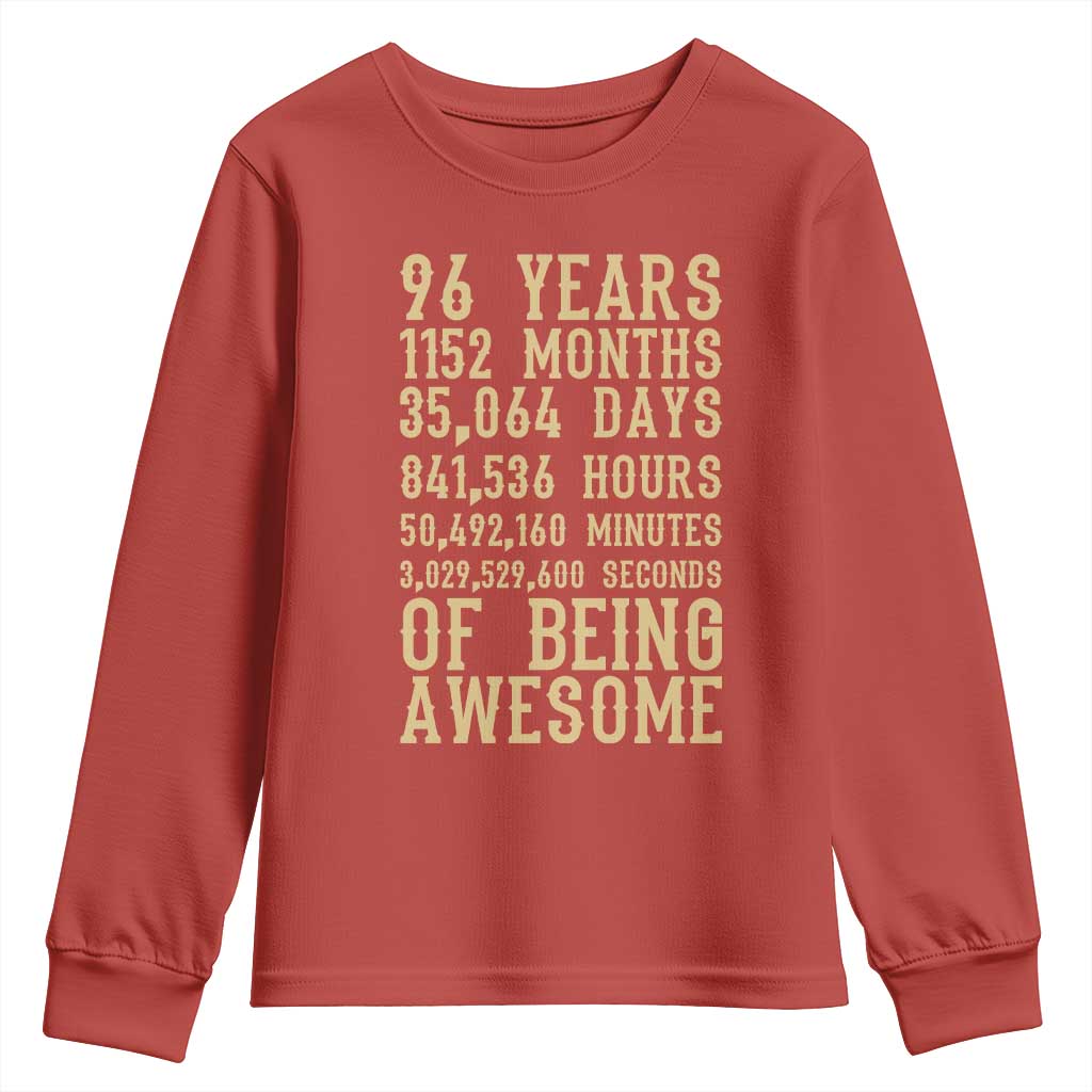 Vintage 96th Birthday Gift Youth Sweatshirt 96 Years Of Being Awesome