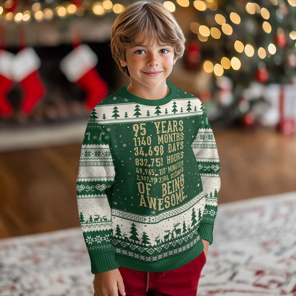 Vintage 95th Birthday Gift Ugly Christmas Sweater 95 Years Of Being Awesome