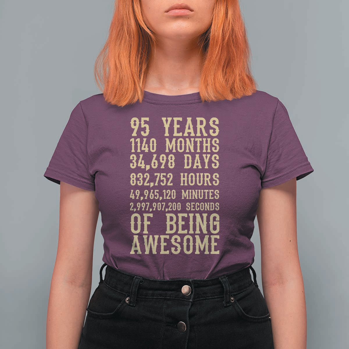 Vintage 95th Birthday Gift T Shirt For Women 95 Years Of Being Awesome