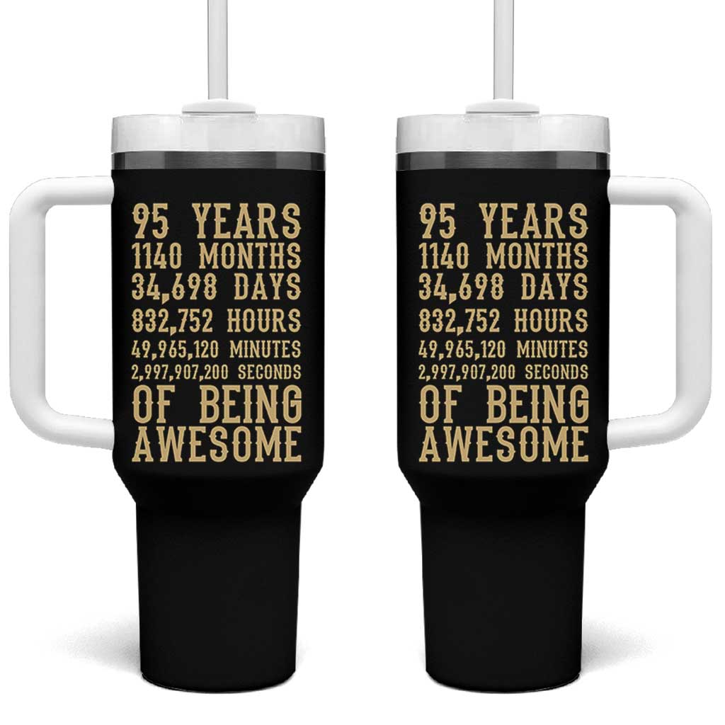 Vintage 95th Birthday Gift Tumbler With Handle 95 Years Of Being Awesome