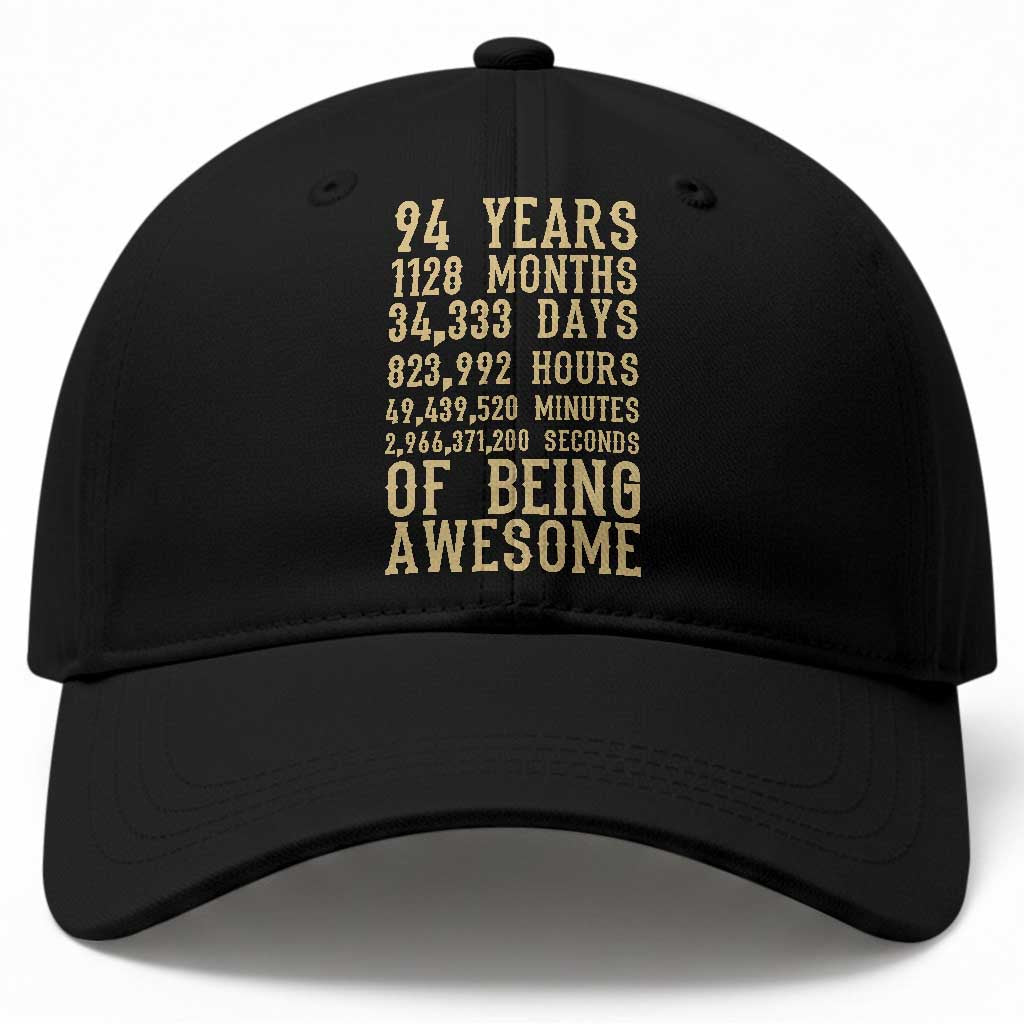 Vintage 94th Birthday Gift Baseball Cap 94 Years Of Being Awesome