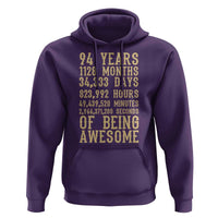 Vintage 94th Birthday Gift Hoodie 94 Years Of Being Awesome