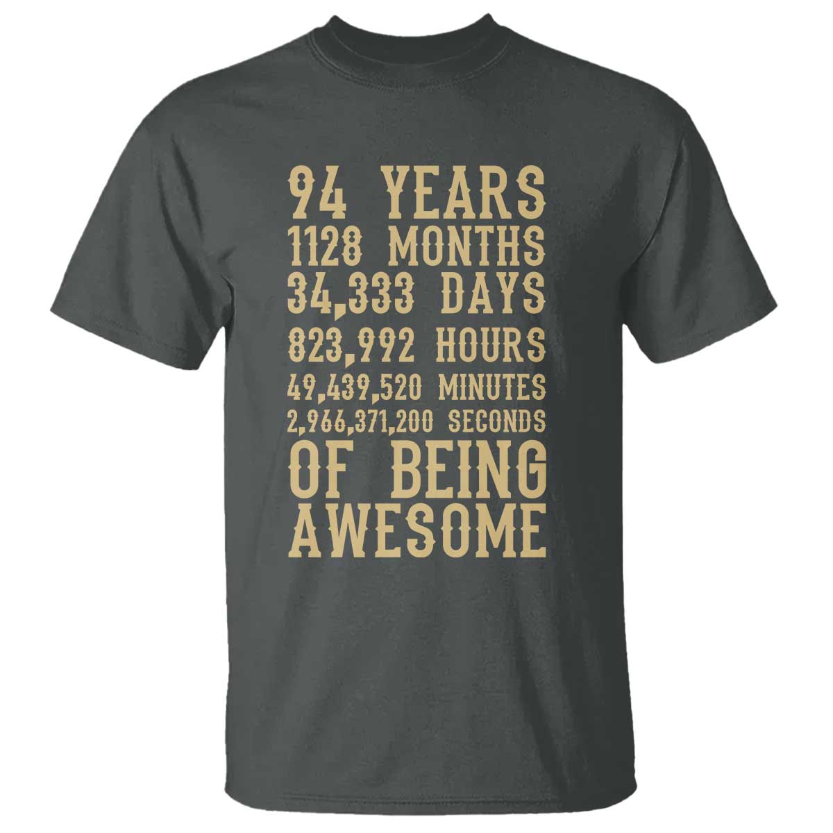 Vintage 94th Birthday Gift T Shirt 94 Years Of Being Awesome