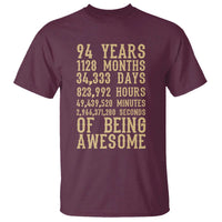 Vintage 94th Birthday Gift T Shirt 94 Years Of Being Awesome