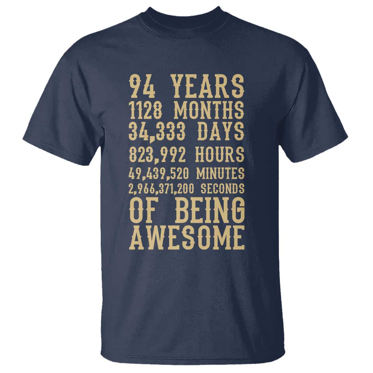 Vintage 94th Birthday Gift T Shirt 94 Years Of Being Awesome