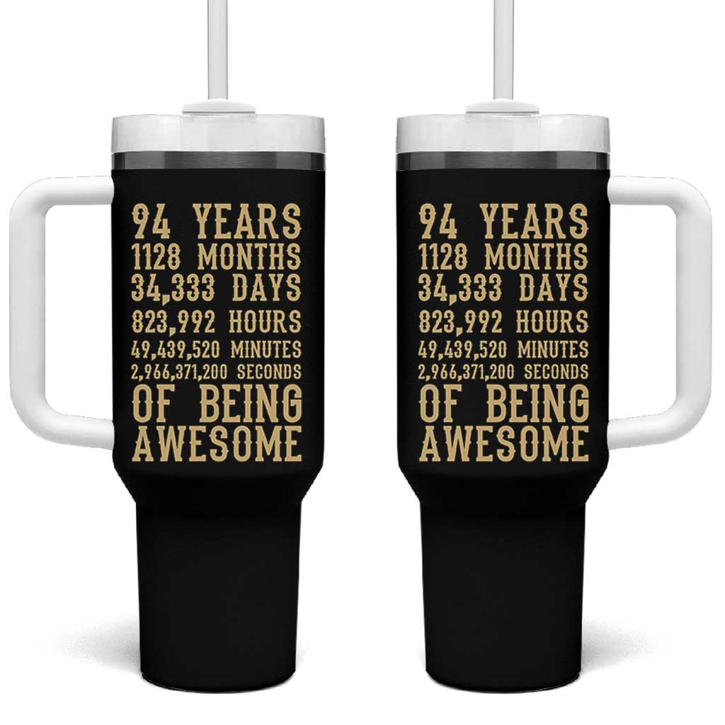 Vintage 94th Birthday Gift Tumbler With Handle 94 Years Of Being Awesome