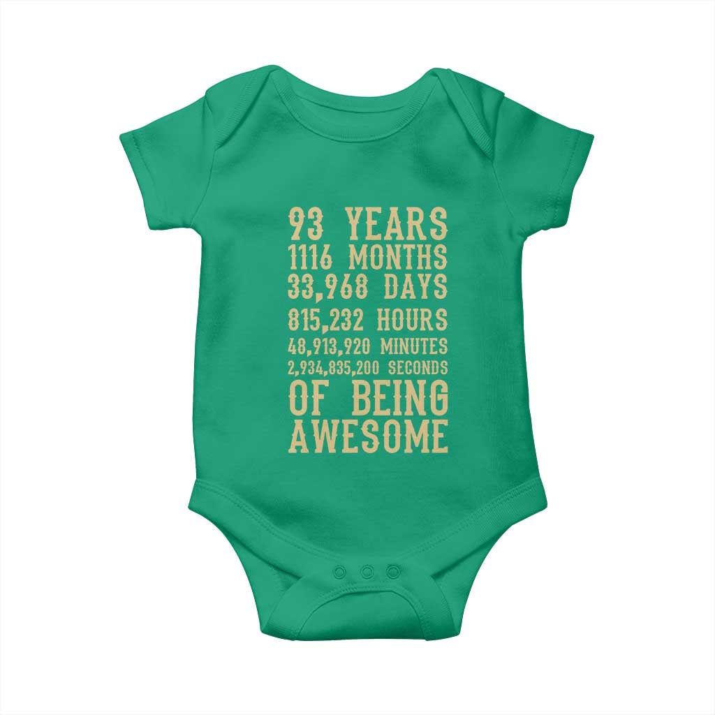 Vintage 93rd Birthday Gift Baby Onesie 93 Years Of Being Awesome