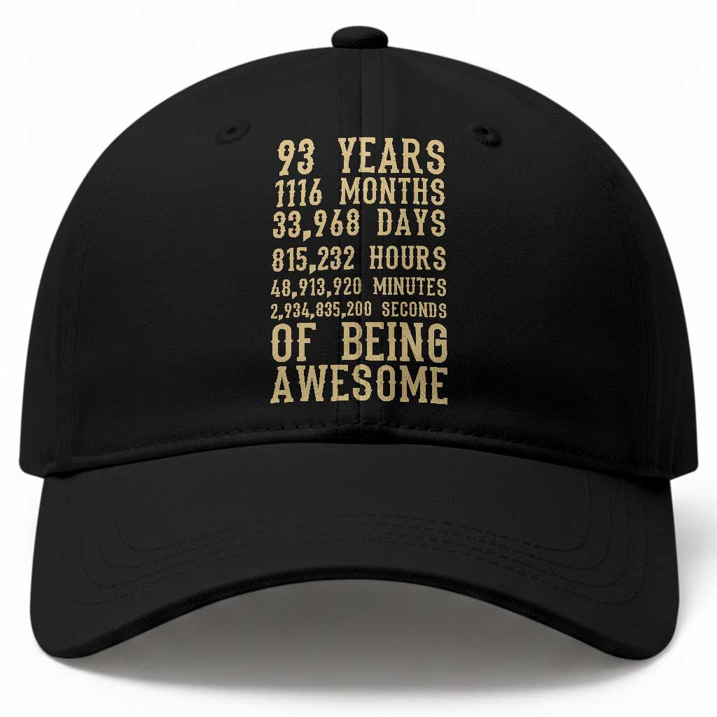 Vintage 93rd Birthday Gift Baseball Cap 93 Years Of Being Awesome