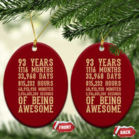 Vintage 93rd Birthday Gift Ceramic Ornament 93 Years Of Being Awesome