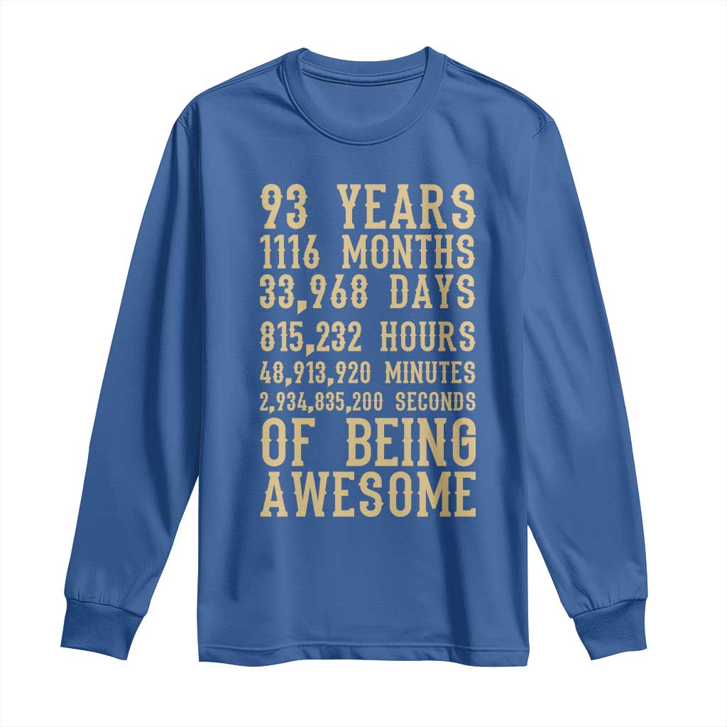 Vintage 93rd Birthday Gift Long Sleeve Shirt 93 Years Of Being Awesome