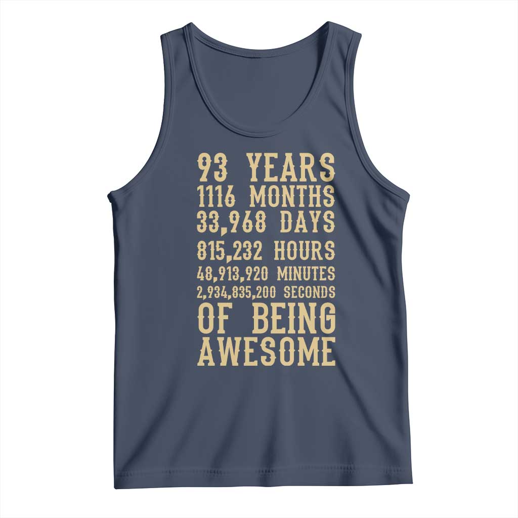 Vintage 93rd Birthday Gift Tank Top 93 Years Of Being Awesome
