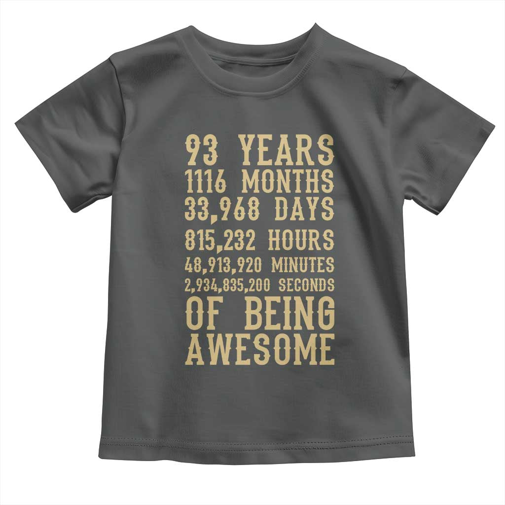Vintage 93rd Birthday Gift Toddler T Shirt 93 Years Of Being Awesome