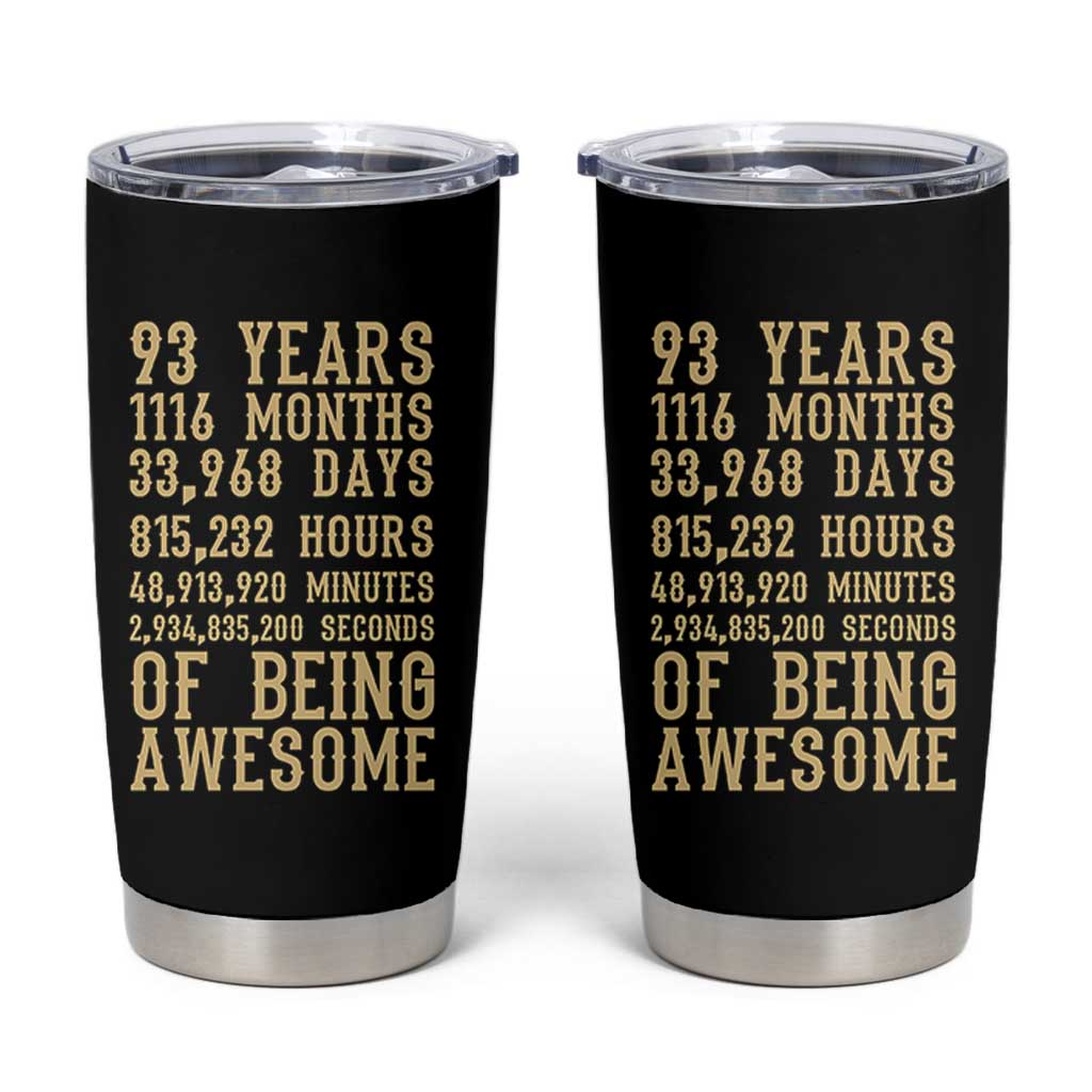 Vintage 93rd Birthday Gift Tumbler Cup 93 Years Of Being Awesome