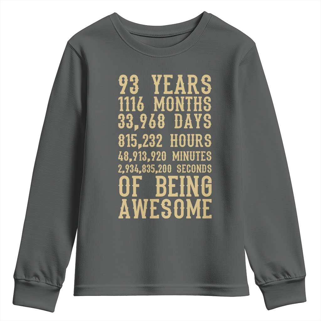 Vintage 93rd Birthday Gift Youth Sweatshirt 93 Years Of Being Awesome