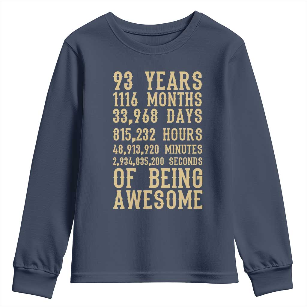 Vintage 93rd Birthday Gift Youth Sweatshirt 93 Years Of Being Awesome