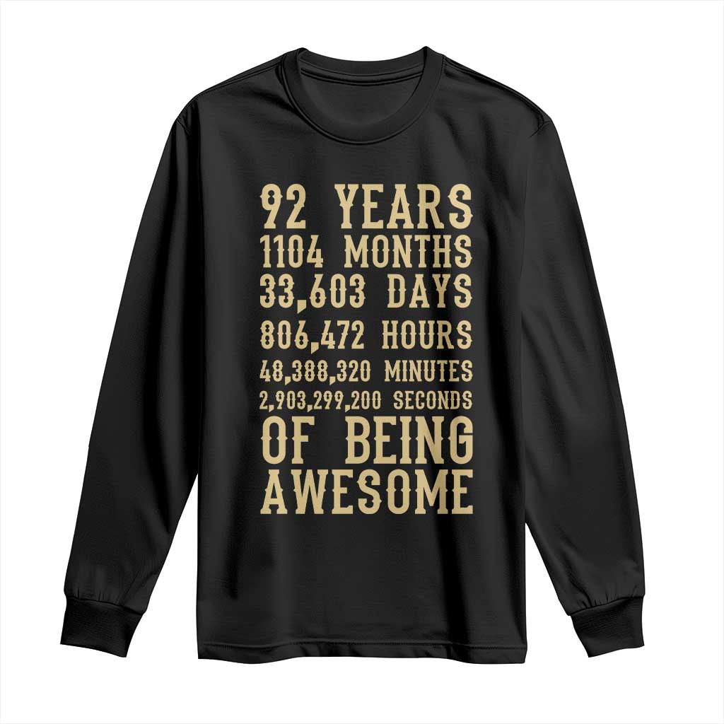 Vintage 92nd Birthday Gift Long Sleeve Shirt 92 Years Of Being Awesome